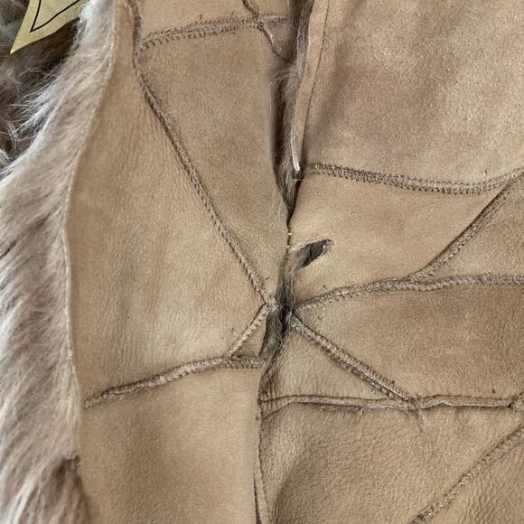 Genuine Shearling Sheepskin Patchwork Penny Lane Coat Sz 38 - Picture 12 of 16